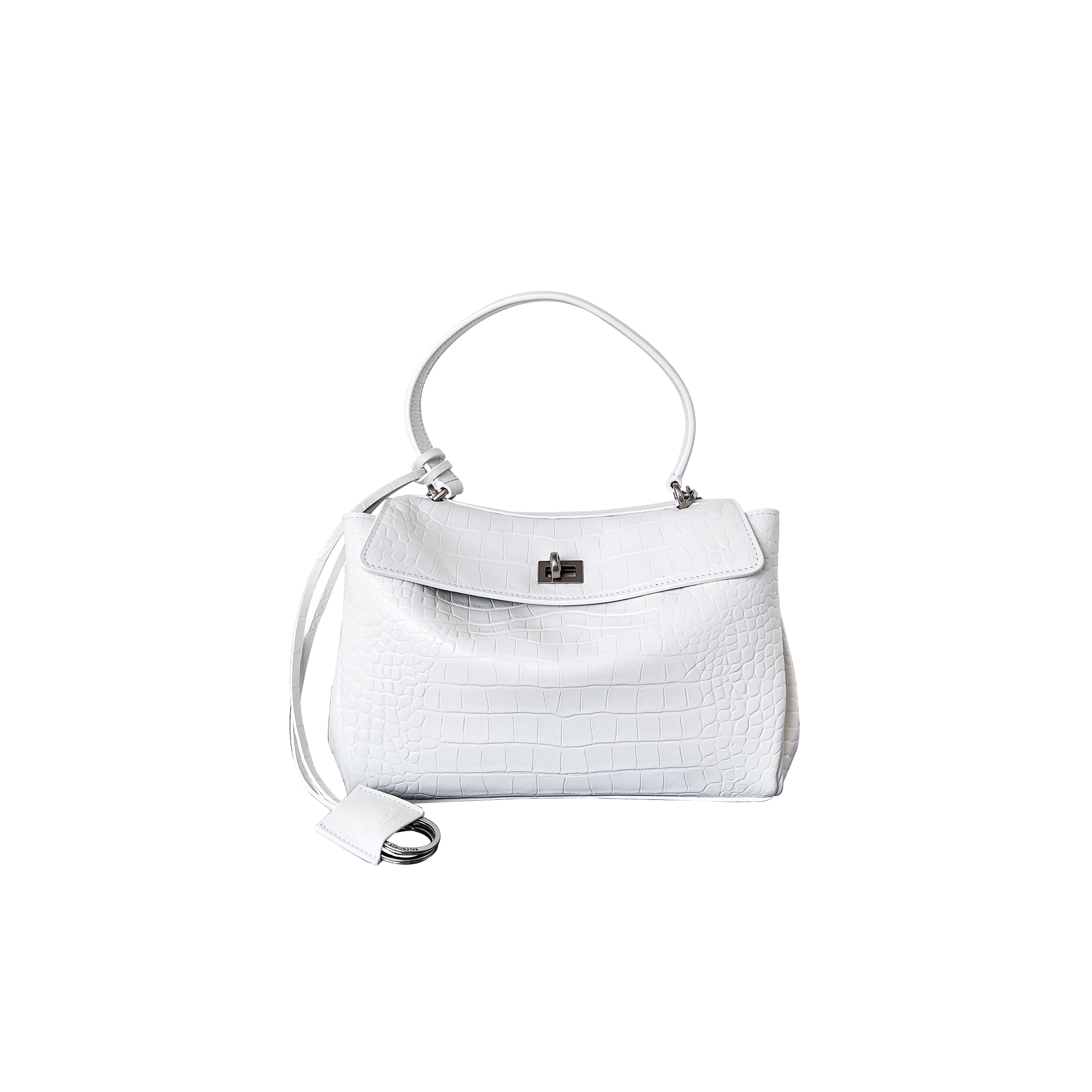 Ba*len*cia*ga women''s rodeo small handbag crocodile embossed in white 7897022aa5l1200 (28.9*20*9.9)